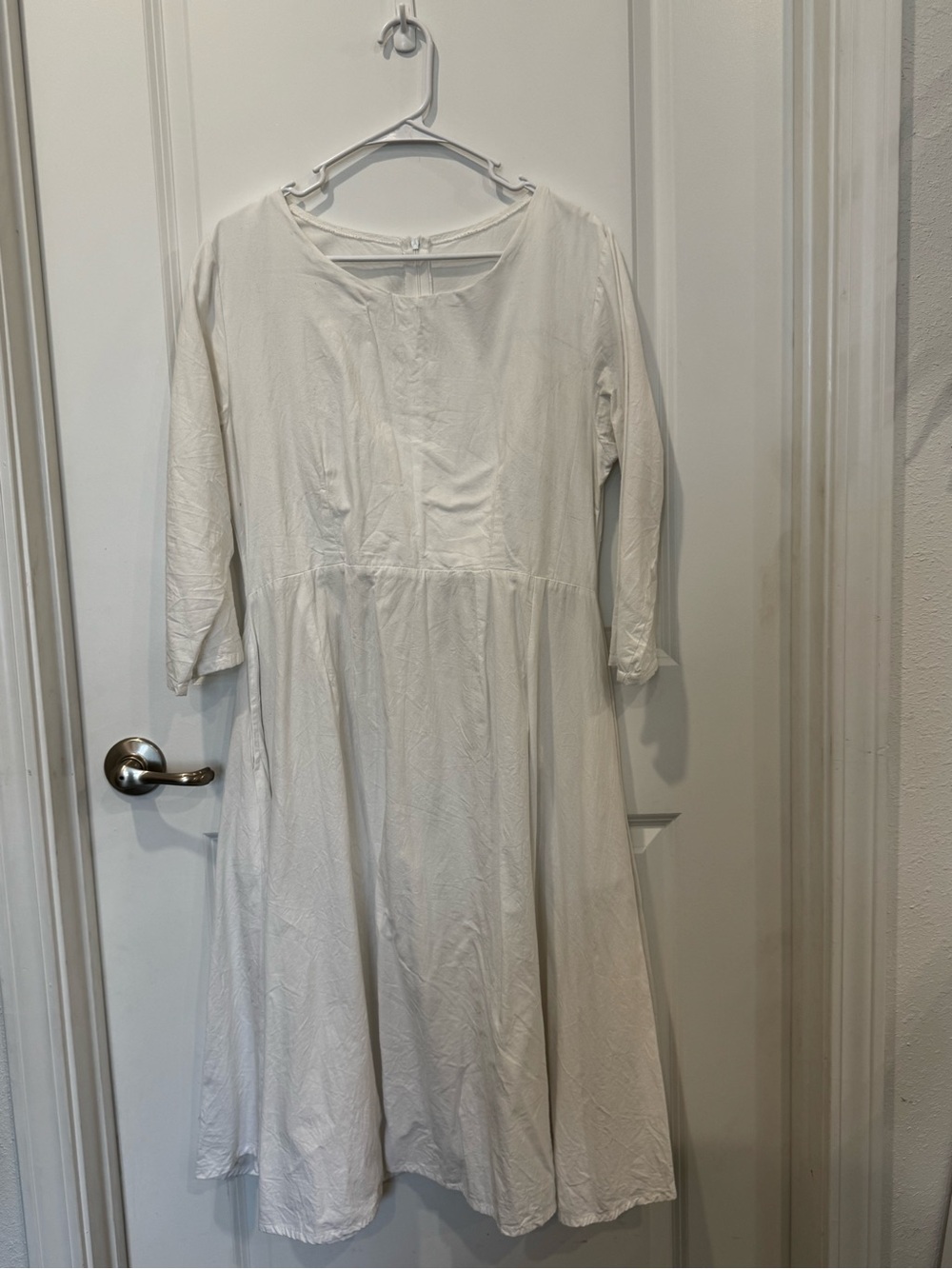Cotton White 3/4 Sleeve Twirl Dress